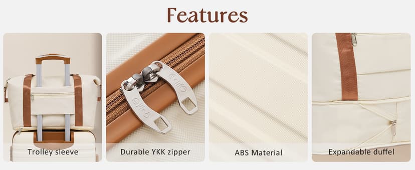 Coolife Suitcase Set 3 Piece Luggage Set Carry On Hardside Luggage with TSA Lock Spinner Wheels (White, 5 piece set)