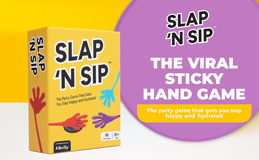 Slap N Sip A Hilarious Drinking Game with Sticky Hands, 200 Cards & A Sip Chip, Fast-Paced Adult Party Game for Game Nights, Funny Gift for Adults Ages 21+