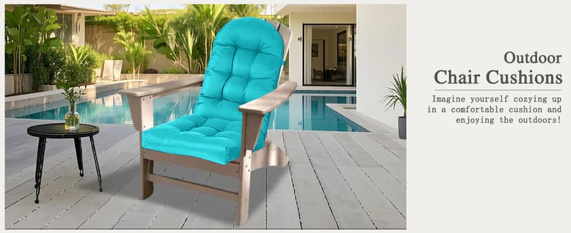 Yddsky Adirondack Chair Cushion, Rocking Cushions 44x19.4x4 inch, High Back Patio Recliner Cushion of Upper and Lower with Ties, Sunscreen and Fade-Resistant Turquoise,2