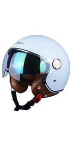 Open Face Motorcycle Helmet for Adults, DOT Approved,3/4 Retro Vespa Helmet, Dual Visors Men's and Women's Motorbike Casco for Moped Cruiser Bobber and Chopper