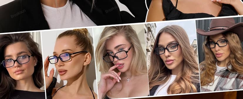 Breaksun Retro Rectangle Glasses for Women Men Small Square Blue Light Blocking Glasses Vintage Eyeglasses