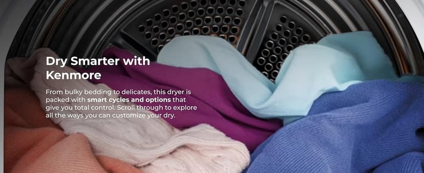 Kenmore 7.0 cu. ft. Front Load Electric Dryer - with Guard to Reduce Wrinkles & Static - Smart Sensor Drying - LED - White