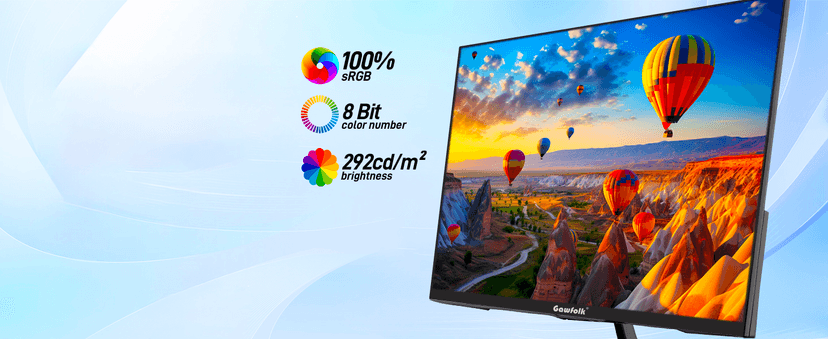 Gawfolk 27 Inch 4K Monitor IPS 60Hz, UHD 3840 x 2160p PC Monitors, Computer Dispaly for Home & Office, Support HDMI & DP, Wall Mount Compatible