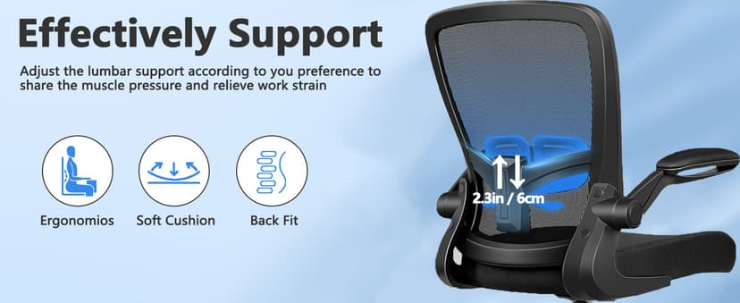 KLASIKA Desk Chairs with Wheels, Ergonomic Mesh Office Chair Adjustable Height and Swivel Lumbar Support Home Office Chair with Flip Up Armrests (8PK)