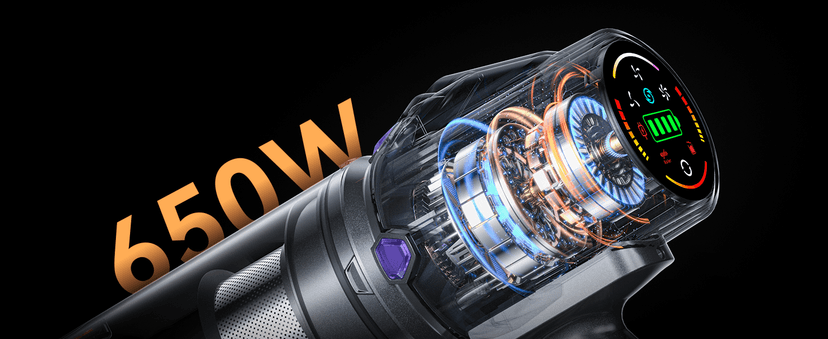 Cordless Vacuum Cleaner, Upgraded 55KPA 650W 70Mins Stick Vacuum with Hurricane Mode, Self-Standing, Touch Screen, 1.8L Dust Cup, Anti-tangle Wireless Vacumm, Vacuum Cleaners for Home/Pet Hair/Carpets