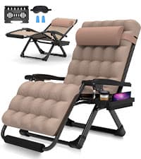 Suteck Oversized Zero Gravity Chair,29In XL Lounge Chair w/Removable Cushion&Headrest, Reclining Camping Chair w/Upgraded Lock and Footrest, Reclining Patio Chairs Recliner for Indoor Outdoor