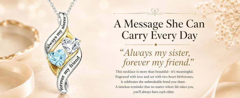 Engraved with "Always My Sisters Forever My Friend". Ideal Christmas, Birthday, Anniversary Jewelry Gifts for Sister. CRMAD Sister Necklace with Double Birthstone Jewelry Gifts for Women B0GGYWRP7M