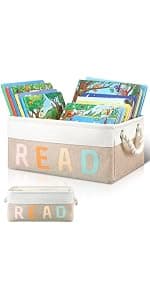 Gift for Book Club Members, To Be Read Organizer, Linen Canvas Bin with Handles for Reading Accessories Bookworm Decor Marsui 1 Pcs TBR Basket Book Lover Gifts for Women Book Storage Bin Bookish B0DSPS3KRY
