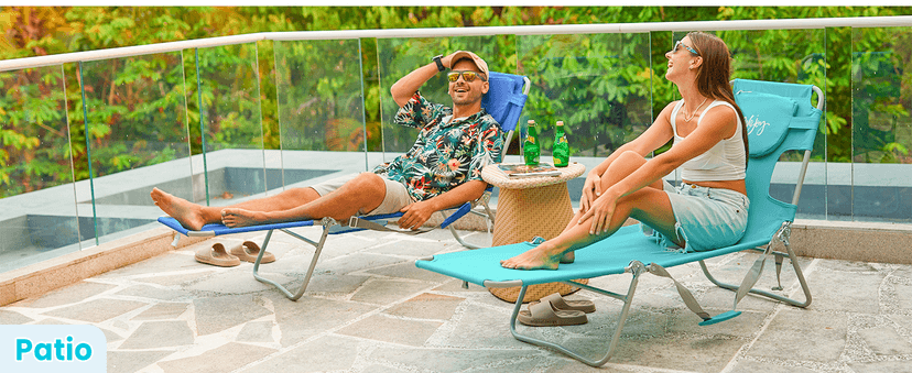 #WEJOY Folding Tanning Chair with Face Hole, 5 Positions Face Down Beach Lounge Chairs with Pillow for Outside Sunbathing Poolside (Blue/White)