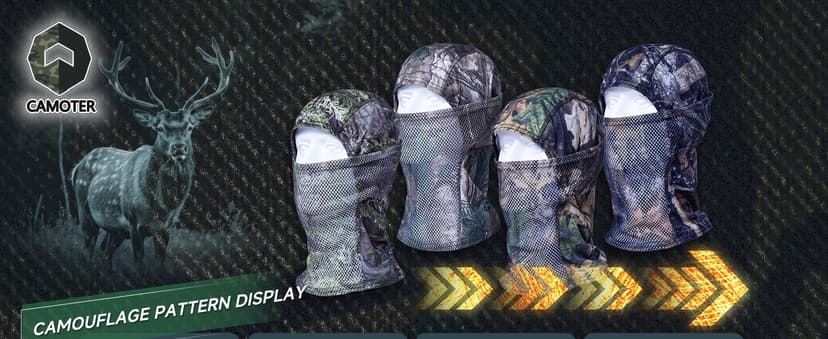 CAMOTER Camo Balaclava Mesh Face Mask - Lightweight Turkey Hunting Face Cover for Men & Women - Hunting, Fishing, Skiing