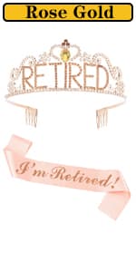 JETKONG Retirement Party Decorations Retired Tiara/Crown, Retired Sash for Women Retirement Gifts, Retirement Party Supplies, Gifts, Favors (Rose Gold) B0B2R3G8NG