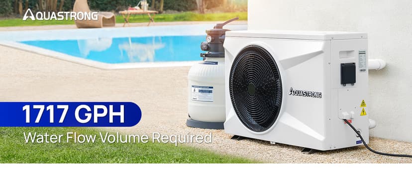 AQUASTRONG Inverter Swimming Pool Heat Pump,Pool Heater for Above Ground and Inground Pool Heating and Cooling Pool Heater, Smart WiFi Control Pools Up to, 16000 Gallons