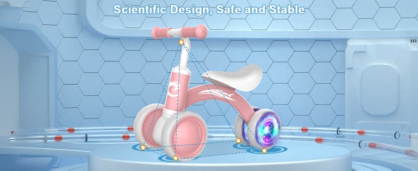 Gamfeiny Colorful Lighting Baby Balance Bike Toys for 1 Year Old Boy Girl Gifts, 10-36 Month Toddler Balance Bike, No Pedal 4 Silence Wheels & Soft Seat First Riding on Toys, 1st Birthday Gifts B0BLMF98S8