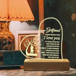 Hiipeenow Valentines Day Gifts for Girlfriend, to My Girlfriend Acrylic Engraved Night Light 15 * 19CM Presents, Birthday Anniversary Christmas Valentines Day Gifts for Girlfriend