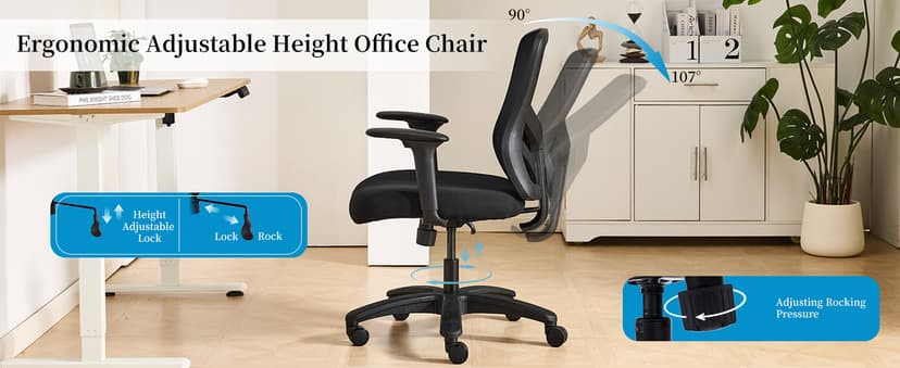 YFO Big and Tall Office Chair 500LBS - Computer Desk Chair with Adjustable Lumbar Support, Heavy Duty Ergonomic Mesh with 360 Rotation 4D Arm and Extra Wide Comfty Seat, Quiet Wheels for Adults, Black