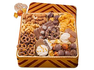 Holiday Chocolate Gift Basket- Thanksgiving and Christmas Nut and Candy Gift Box for Men, Women, Families, Corporate- Bonnie and Pop