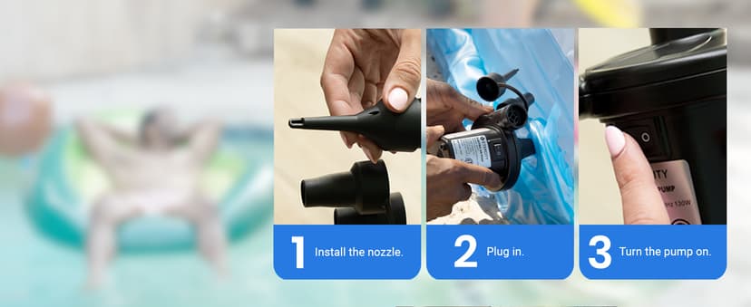 Etekcity Air Pump for Inflatables, Portable Electric Air Mattress Pump, Quick-Fill Perfect Inflator/Deflator for Couch, Blow up Pool Floats Raft Bed Boat Toy with Nozzles, 110-120V, Black