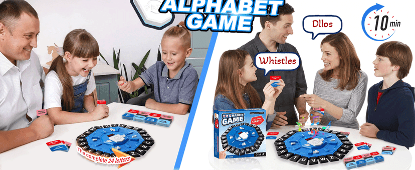 Word Game with LED Display, Alphabet Games, Fast-Paced Family Board Game for Learning Playing Game Gifts for Ages 3+ (Blue)