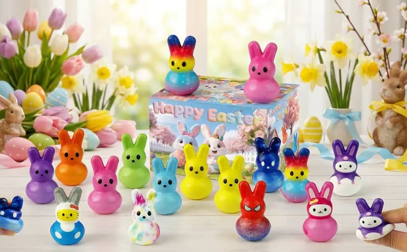 30Pcs Bunny Slow Rising Squishy Toys,Bulk Stress Relief Fidget Toy Squeeze Bunny for Kids,Treasure Chest Prizes, Classroom Prizes for Boys Girls B0FSKHRB4G