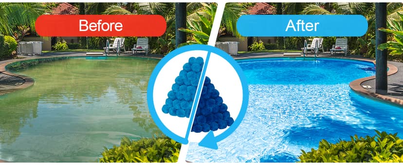 WLLEYAY 4 lbs Pool Filter Balls, New Upgrade Efficient Swimming Pool Filter Sand Alternative, Reusable Eco-Friendly Blue Filter Media Balls, Replace 150 lbs Filter Sand, Lasts for Several Seasons