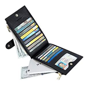 Travelambo RFID Wallet Women Large Size Bifold Multi Card Wallet Case with Zipper Pocke Credit Card Holder for Women