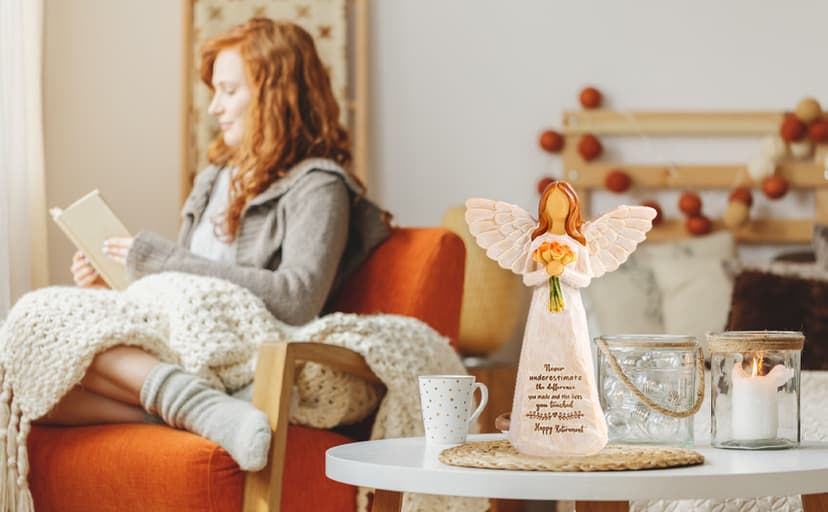 Retirement Gifts for Women, Happy Retirement Party Decorations, Retired Gifts for Teachers Coworkers Nurses Friends Sisters Retirement Gift for Woman, 5.5” Resin Angel Figurine - Retirement Gifts B0DF368QNW