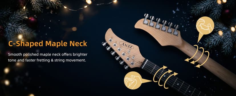 ZENY 39" Full Size Electric Guitar with Amp, Case and Accessories Pack Beginner Starter Package, Blue Ideal Christmas Thanksgiving Holiday Gift