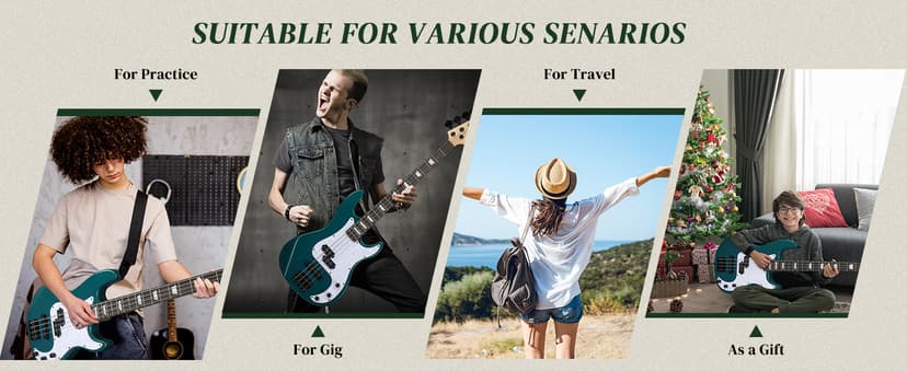 Ktaxon 4 String Electric Bass Guitar, PB-Style Full Size Standard Right Handed Beginner Kit with 20W AMP, Gig Bag, Strap, Upgrade Cable, Guitar Capo for Youths & Adults (Lake Blue)