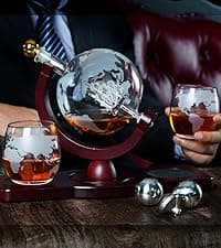 PONPUR Gifts for Men Dad Stocking Stuffers, Whiskey Decanter Set with 2 Glasses, Unique Cool Dad Birthday Gift from Daughter Son, Best Christmas Retirement Present for Man Father