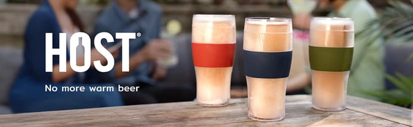 Host Freeze Beer Glasses, Freezable Beer Gifts for Men, Double Wall Insulated Pint Set, Tumbler for Cold Drinks, 16, Set of 2, Gray