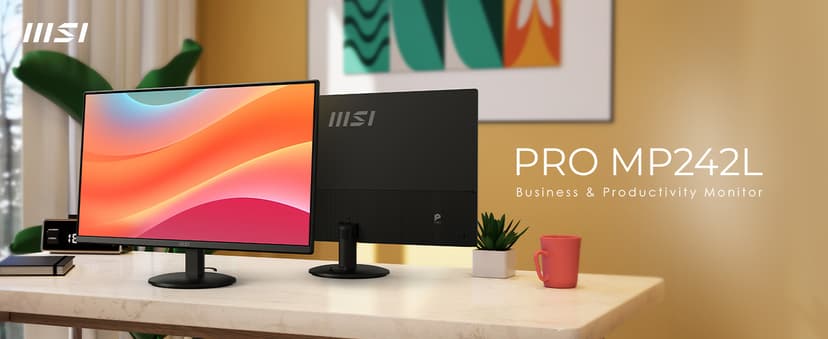 msi PRO MP242LE 24-inch IPS 1920 x 1080 (FHD) Computer Office Monitor, 100Hz, Adaptive Sync, HDMI, DisplayPort, Tilt, 4-Side Slim Bezel 1ms, Black