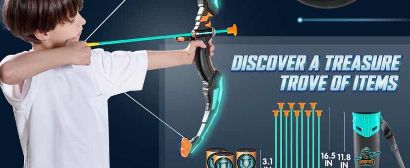 JOYIN Kids Bow and Arrow Set, LED Light Up Archery Toy Set with 9 Suction Cup Arrows, Target & Arrow Case, Indoor and Outdoor Hunting Play Gift Toys for Kids, Boys & Girls Ages 6-12