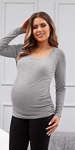 GINKANA Maternity Hoodie Long Sleeves Shirts Casual Maternity Top Pregnancy Sweatshirt Casual Clothes