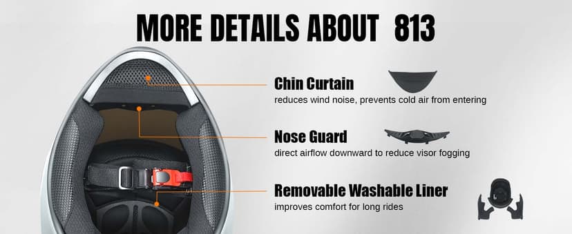 Full Face Motorcycle Helmets for Adults Men and Women DOT Street Bike Racing Helmet with Tinted Visor Model MD-813