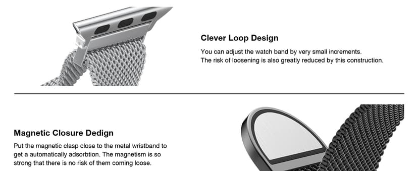 BELONGME 3 Pack Mesh Loop Compatible with Apple Watch Bands for Women Men 40mm 41mm 38mm 42mm 44mm 45mm 49mm 46mm Series 11 10 9 8 7 6 5 4 Ultra3 SE3 2, Stainless Steel Metal Magnetic Strap for iWatch