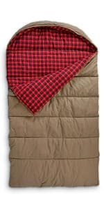 Guide Gear Canvas Hunter Sleeping Bag 0-Degree Fleece Lined Hooded for Adults Warm Winter Cold Weather Lightweight Portable for Camping, Backpacking, Hiking, Outdoors