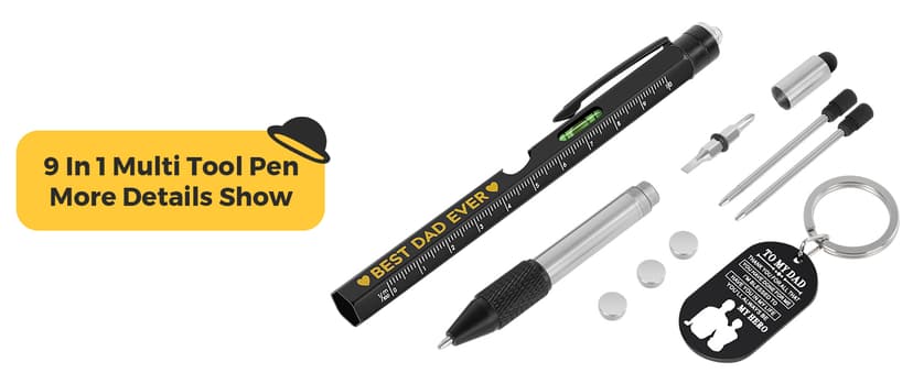 Father’s Day Gifts for Dad – 9-in-1 Multi-Tool Pen with Engraved Keychain, Unique Dad Gifts from Daughter Son Wife – Birthday Gift for Men Who Have Everything, Handy Gadgets for Husband & Grandpa