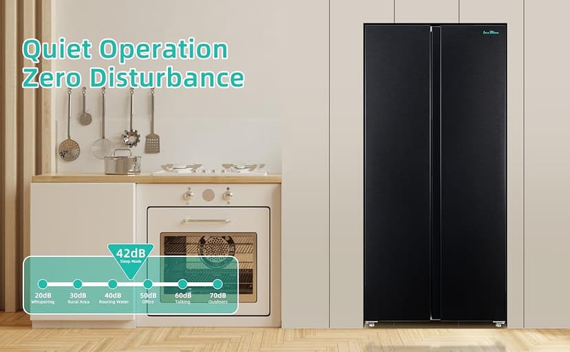 Iceblue 15.6 Cu.Ft. Side-by-side Refrigerators, 33" Full Size Refrigerator, Zoning Temperature Control Beverage Refrigerator with Freezer, Frost Free Beverage Fridge - Black Stainless Steel