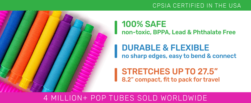 Nutty Toys Pop Tubes - Sensory Toys - Endless Creativity & Fun for Kids and Toddlers |8 Pack Large| - Connect & Pop! Top ADHD Autism Fidget 2025, Best Boy & Girl Christmas Stocking Stuffers Gift Idea