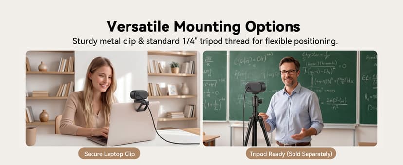 EMEET C100 1080P Webcam for PC, Fixed Focus, 66° FOV, Built-in Mic, Privacy Cover, Portable Metal Clip, Computer Camera for Home Office, Online Learning, Meetings, Streaming, Desktop, Laptop, PC USB-A