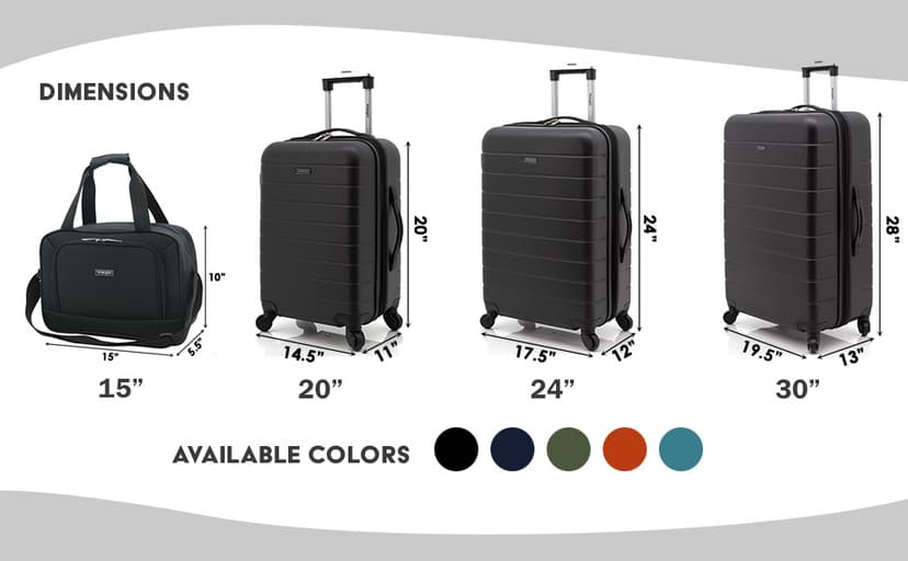 Wrangler Smart Spinner Hardside Luggage, 2 Piece Set, Teal