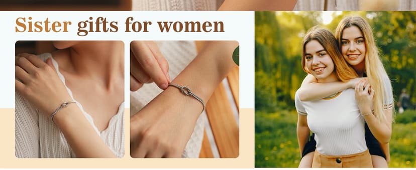 Birthday Christmas Mothers Day Jewelry Gifts Tarsus Love Knot Sister Bracelet for Women, Sisters Gifts from Sister B0F1YXBMQ7