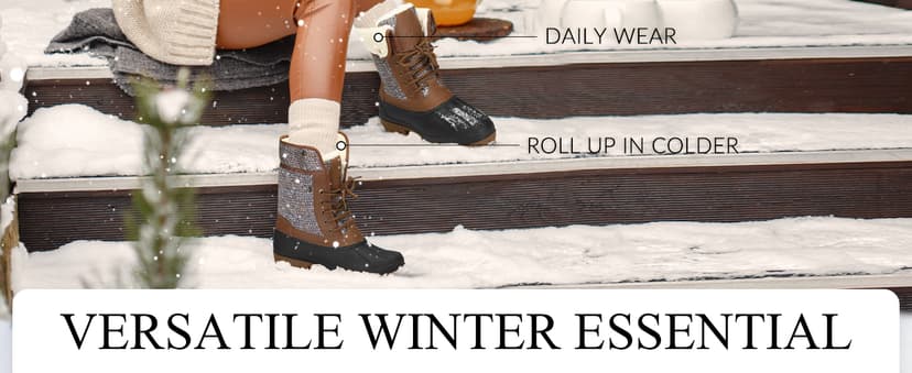 mysoft Women's Waterproof Snow Boots Insulated Warm, Lace-Up Winter Mid Calf Duck Boots for Outdoor