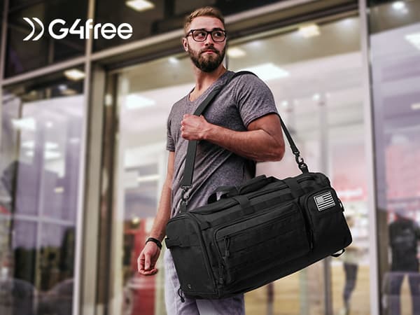 G4Free 3-in-1 Travel Duffle Bag for Men and Women, 50L Large Gym Sports Bags Tactical Military Duffle Backpack with Shoes Compartment and Wet Pocket (Black)