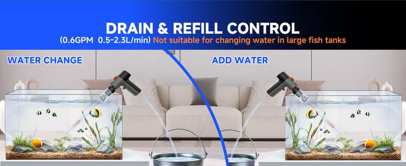 VIPASKA Electric Aquarium Gravel Cleaner Kit with High Pressure Strong Suction, 6-in-1 Multifunction Fish Tank Vacuum Cleaner and Water Changer for Aquarium, Gravel Vacuum with Sand Filter Tools