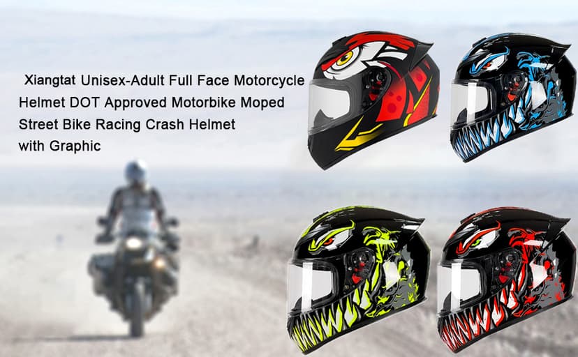 Motorcycle Helmet Racing Motocross Helmets Full Face Helmet with Internal Tinted Visor & DOT Approved for Moped ATV Cruiser Scooter