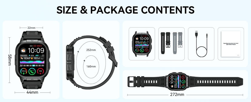 Smart Watch for Men Fitness Tracker: Waterproof Military Digital Mens Watches Running Make Answer Call Smartwatch Android Phone iPhone Samsung Compatible Sleep SpO2 Heart Rate Monitor Step Pedometer