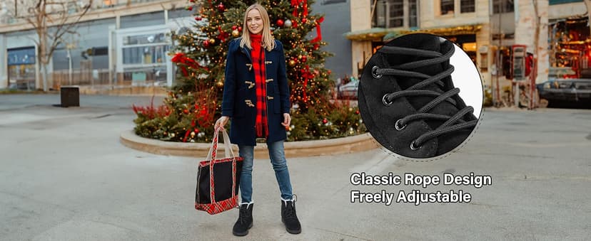 Alicegana Women Winter Boots Snow: Warm Cotton Fur Lined Winter Shoes Lace Up Comfortable Non Slip Ankle Platform Boots Outdoor