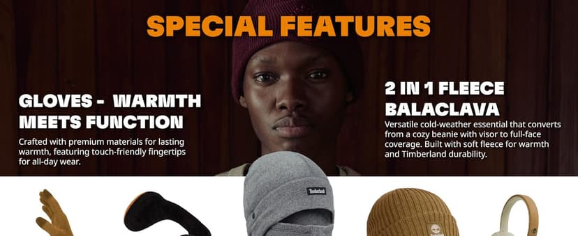 Timberland Men’s Foldable Tree Logo Ear Muffs - One Size, Soft Inner Cushion for Warmth, Easy to Carry, Cold Weather Fit