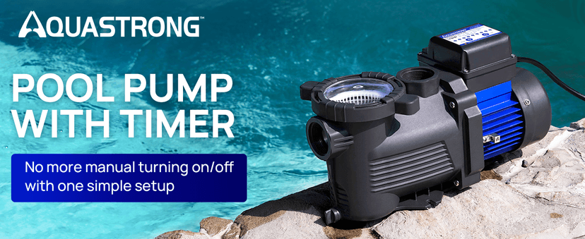 AQUASTRONG Above Ground Pool Pump 115v High Flow 1.25"&1.5''adapter Powerful Self Primming Swimming Pool Pumps with Filter Basket,4332GPH 3/4 HP with Timer